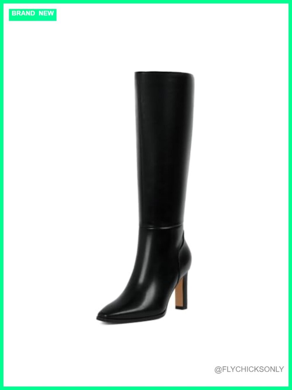 Knee High Boots Faux Leather Pointed Toe Stiletto Heel Zip Tall Boots